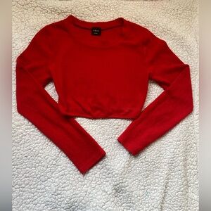 Red long sleeve crop top for girls size S
